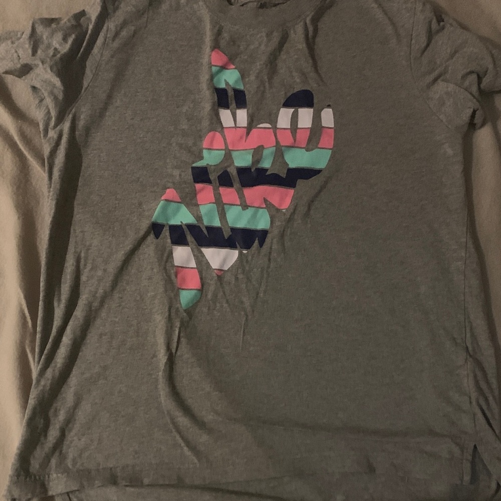 Nike Kids Gray Tee with Multicolor Logo